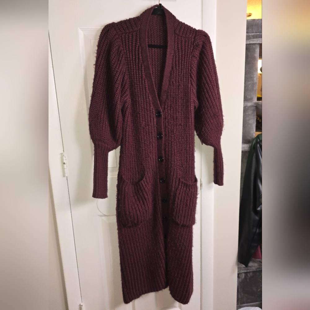 Eloquii full length sweater dress with puff sleeves
